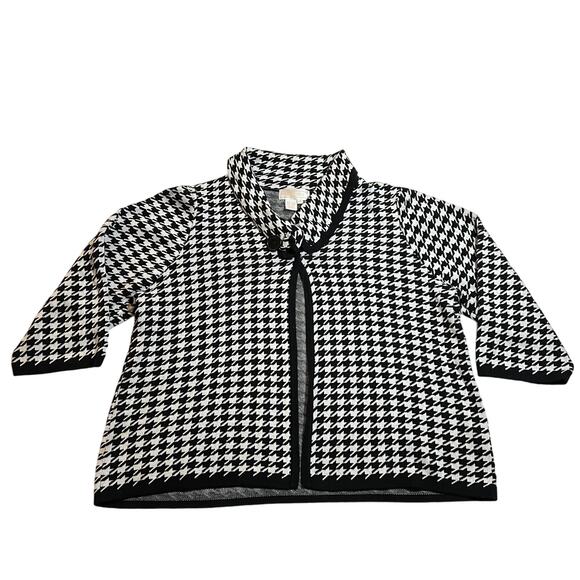 Maurada Houndstooth Knit Open Front Cardigan Size 1X Modest Career Professional - Picture 1 of 8